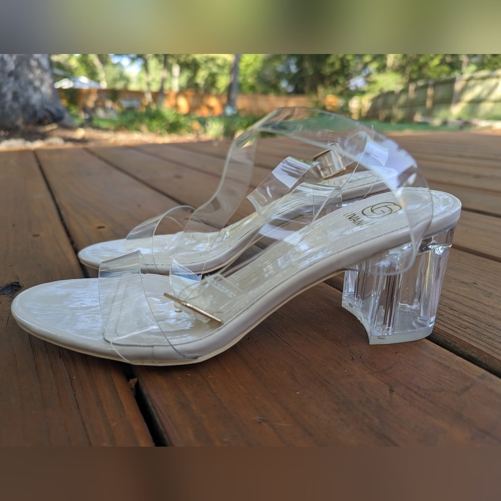 Givana Clear Low Block Heels Size 6
